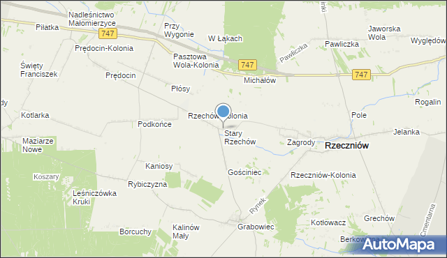 mapa Stary Rzechów, Stary Rzechów na mapie Targeo